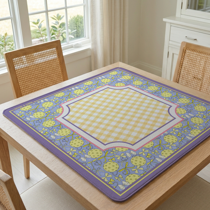 Preppy Pickleball Mahjong Mat | Lavender Bows & Pickleballs
