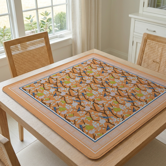 Bird & Pear Blossom Mahjong Mat | Chinoiserie American Mahjong Playing Mat