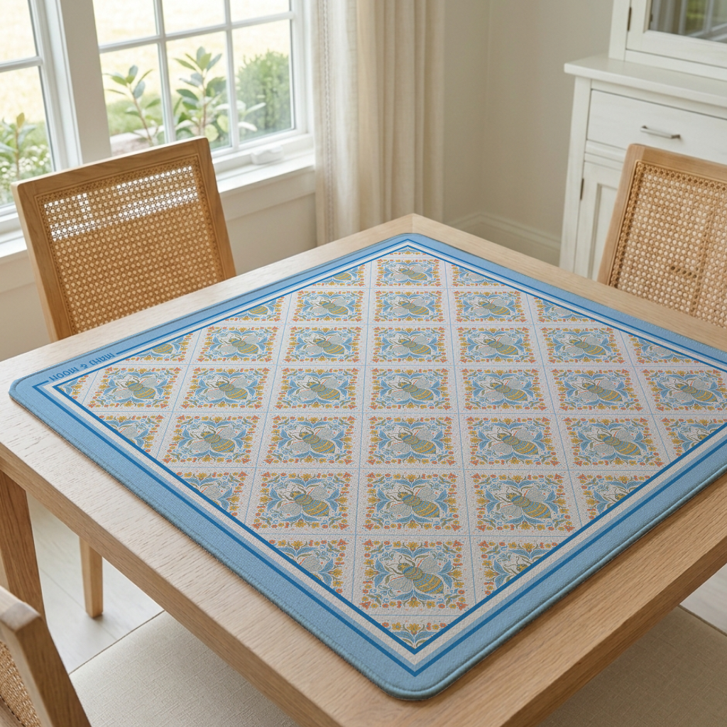 Honeybee Tiles Mahjong Mat | Blue Bee Mah Jongg Mat