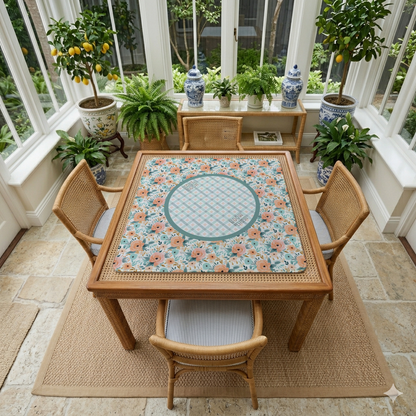 Vintage Floral Gingham Mahjong Mat