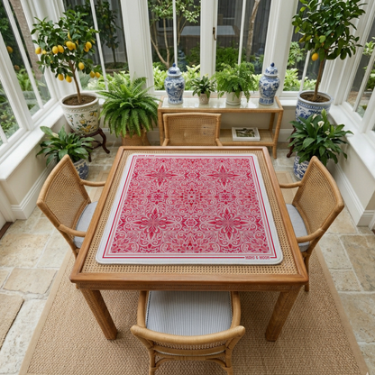 Pink Damask American Mahjong Mat | Elegant Floral Playing Mat