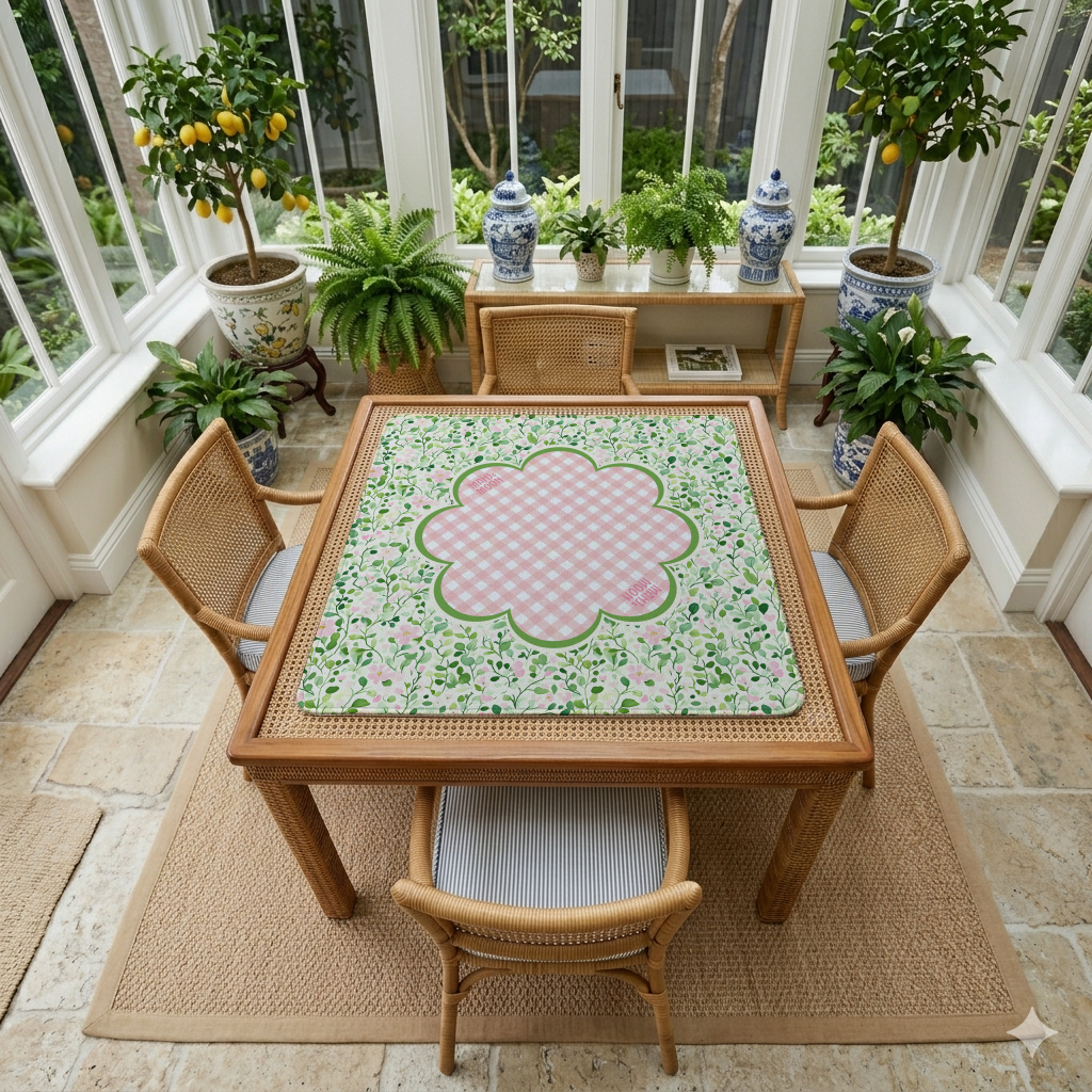 English Garden Gingham Mahjong Mat