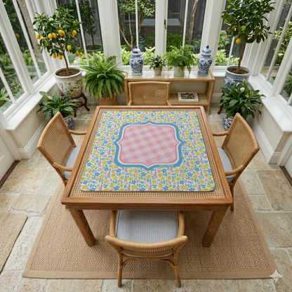 Pastel Wildflower Gingham Mahjong Mat