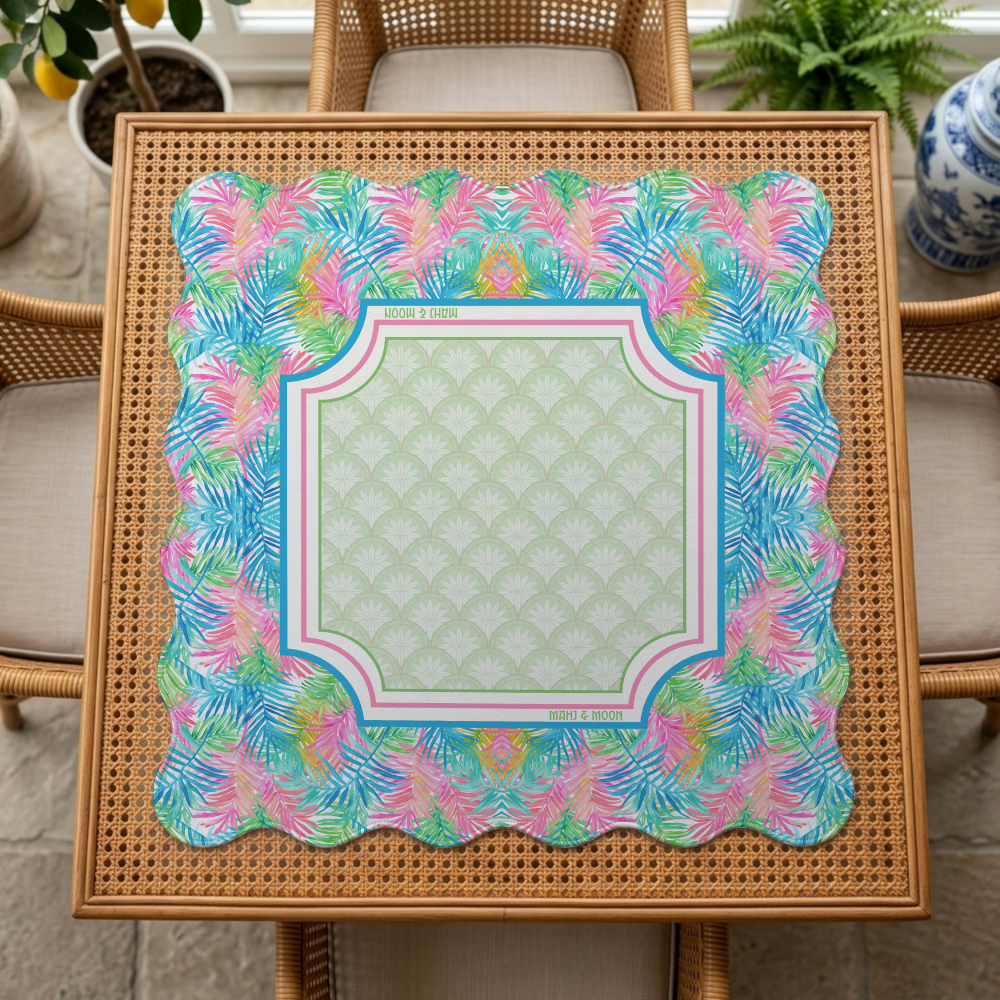 Scalloped Tropical Palm Mahjong Mat