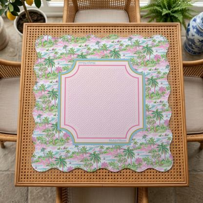 Scalloped Pastel Palm Beach Toile Mahjong Mat