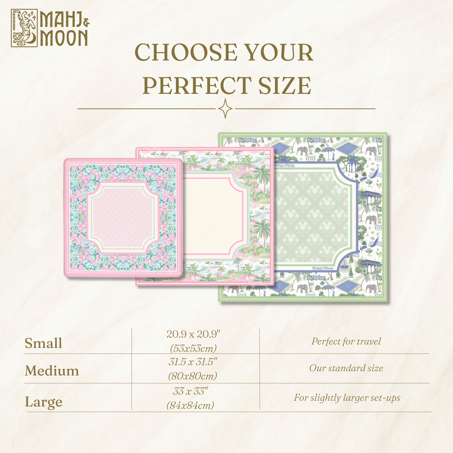 Personalized Vibrant Floral Chinoiserie Pink Mahjong Mat | Custom Monogram Mahj Mat