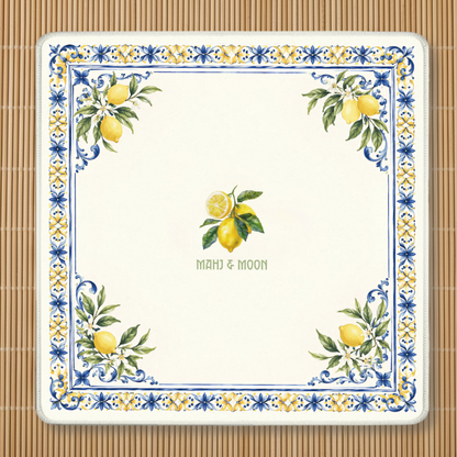 Blue White Lemon Mahjong Mat
