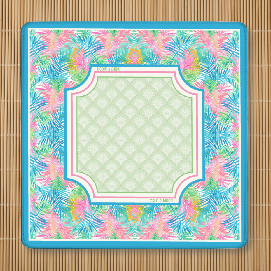 Blue Tropical Palm Mahjong Mat
