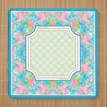 Blue Tropical Palm Mahjong Mat