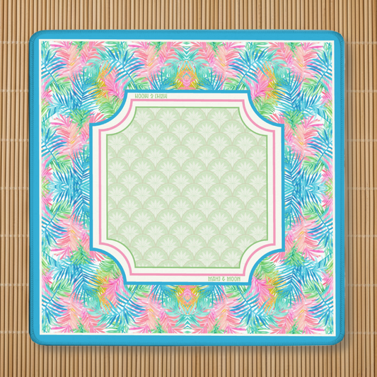 Blue Tropical Palm Mahjong Mat
