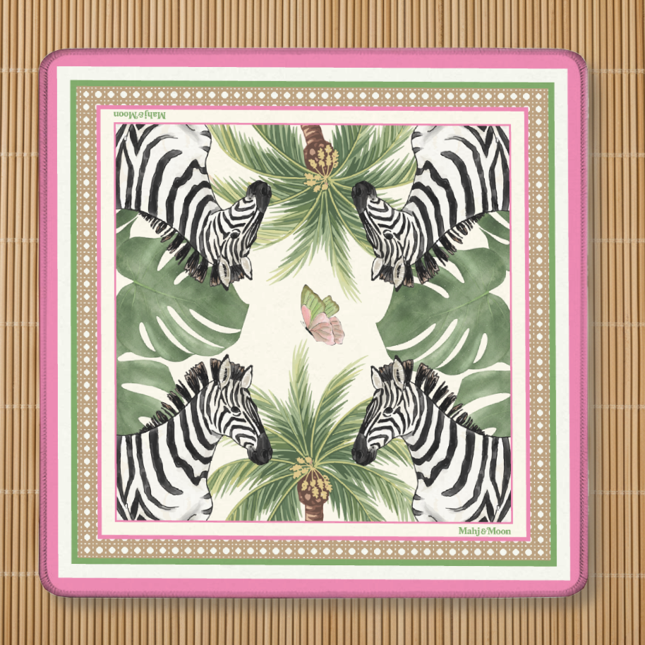 Zebra Palm Chinoiserie Mahjong Mat