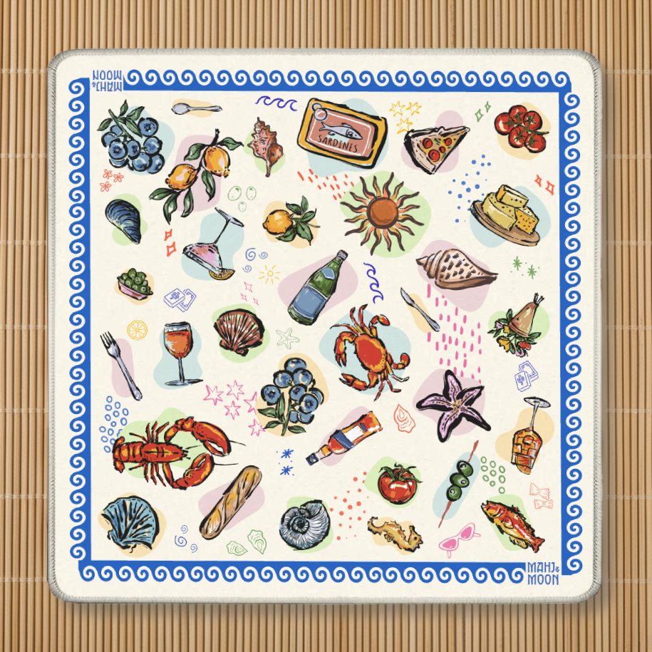 Italian Riviera Foodie Mahjong Mat