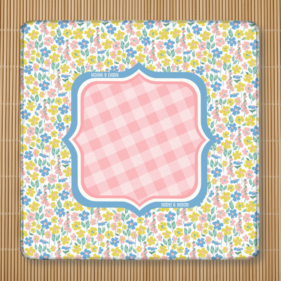 Pastel Wildflower Gingham Mahjong Mat