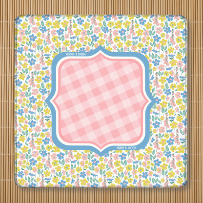 Pastel Wildflower Gingham Mahjong Mat