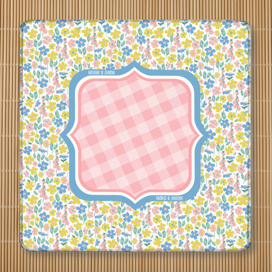 Pastel Wildflower Gingham Mahjong Mat