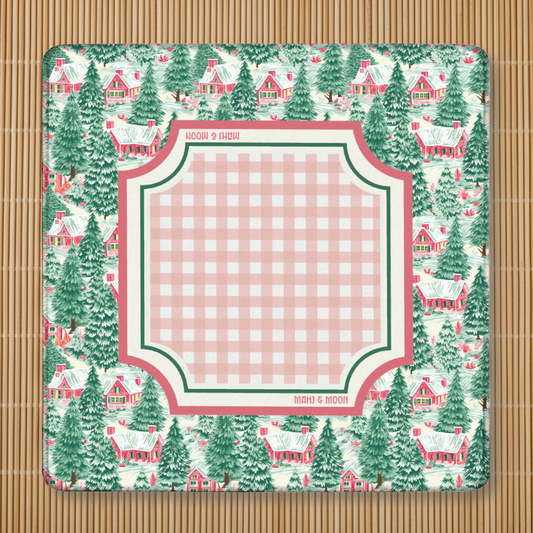 Christmas Village Gingham Mahjong Mat