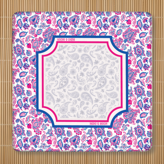 Pink & Blue Paisley Mahjong Mat