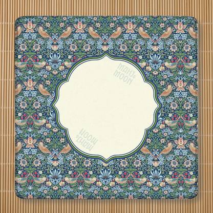 Strawberry Thief–Inspired Mahjong Mat | Heritage Floral Bird Design