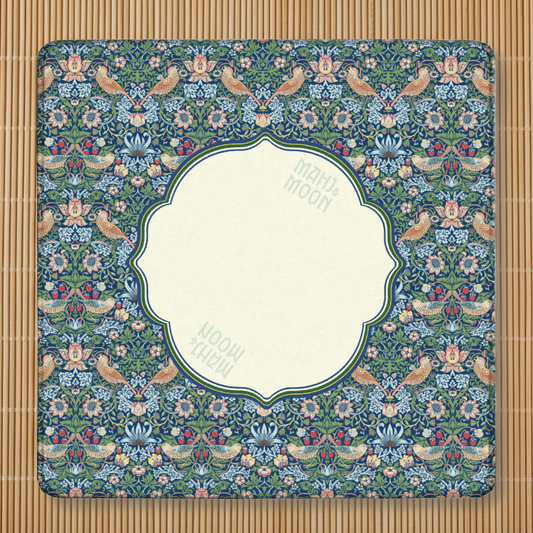Strawberry Thief–Inspired Mahjong Mat | Heritage Floral Bird Design
