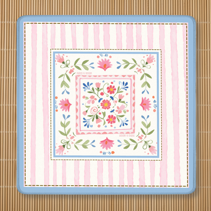 Pink Folk Floral Mahjong Mat