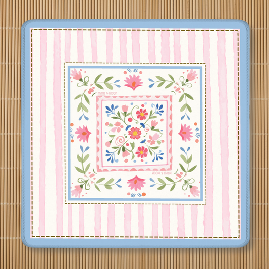 Pink Folk Floral Mahjong Mat
