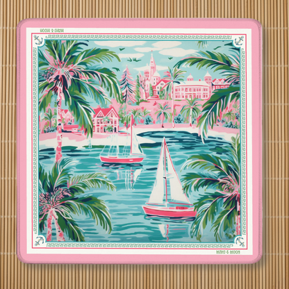 Palm Beach American Mahjong Mat | Coastal Tropical Playing Mat