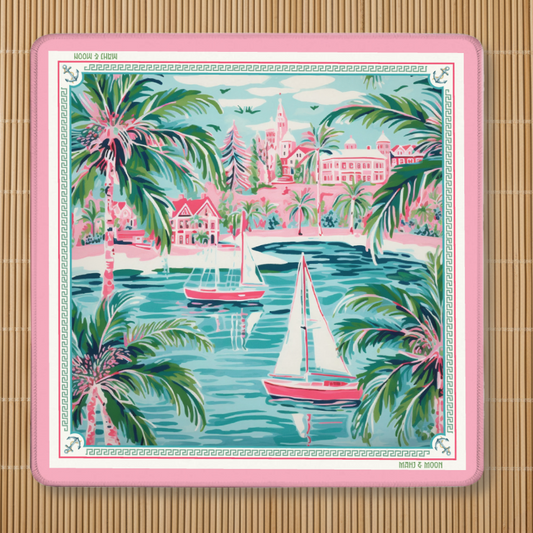 Palm Beach American Mahjong Mat | Coastal Tropical Playing Mat