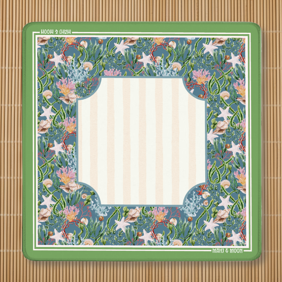 Coastal American Mahjong Mat | Ocean & Seashell Playing Mat