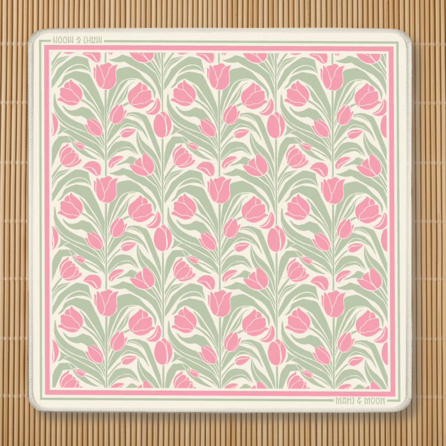 Tulip American Mahjong Mat | Cottage Garden Game Table Decor