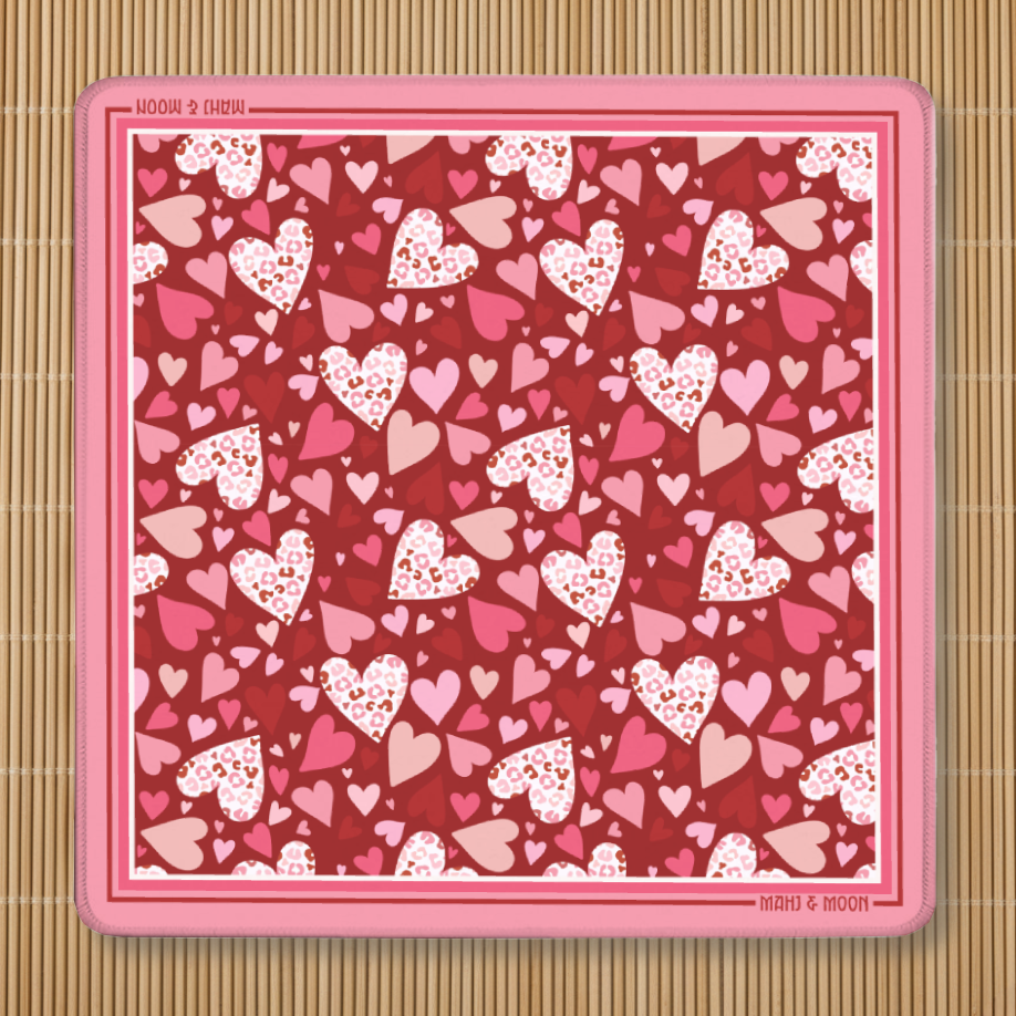 Valentine Hearts American Mahjong Mat | Pink Coquette Playing Mat