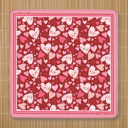 Valentine Hearts American Mahjong Mat | Pink Coquette Playing Mat