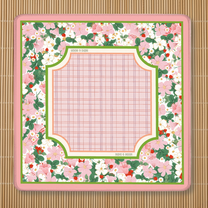 Strawberry Garden American Mahjong Mat | Cottagecore Floral Playing Mat