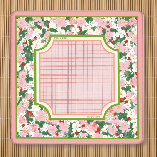 Strawberry Garden American Mahjong Mat | Cottagecore Floral Playing Mat