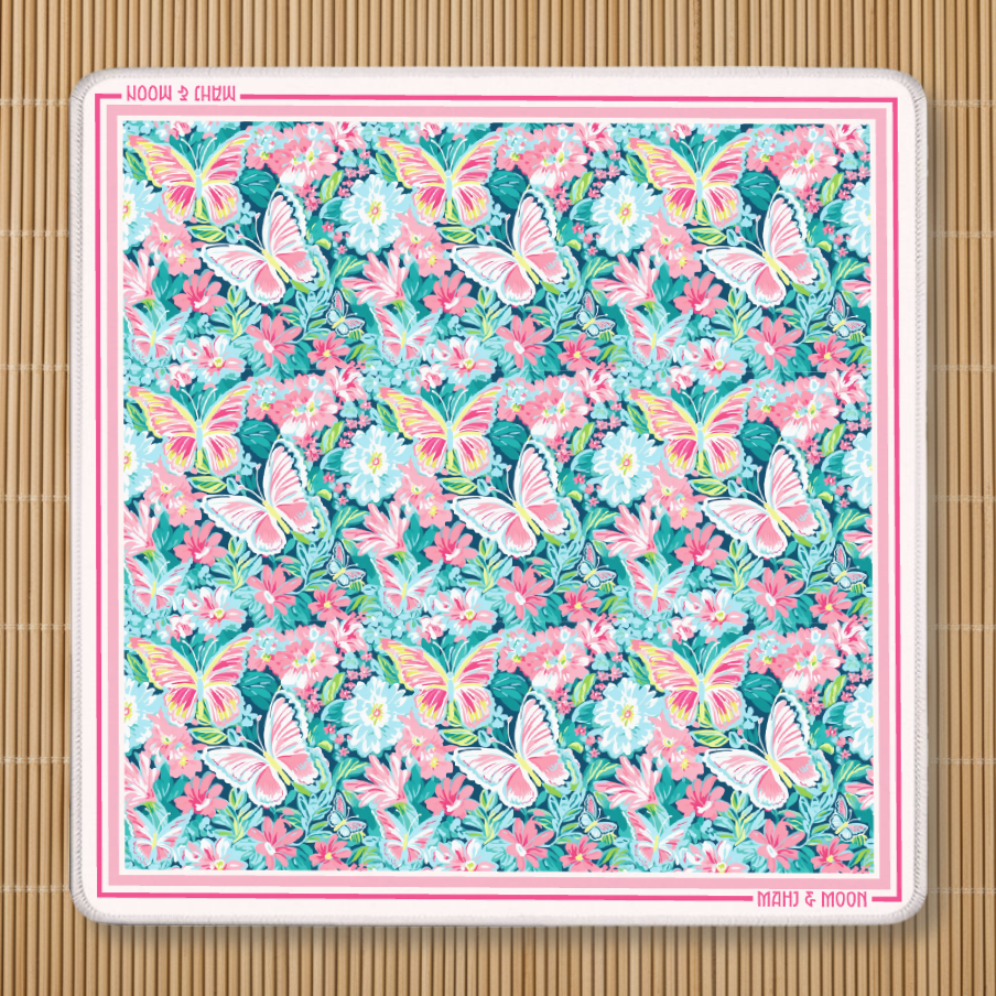 Butterfly Floral Mahjong Mat | Colorful American Mahjong Playing Mat