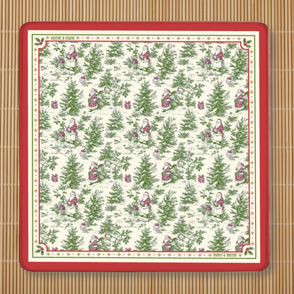 Christmas Toile Mahjong Mat | Vintage Santa Holiday Design