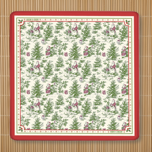 Christmas Toile Mahjong Mat | Vintage Santa Holiday Design