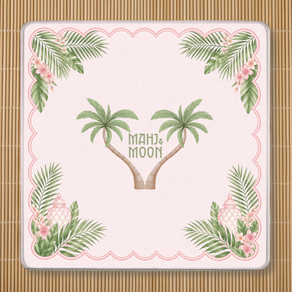 Palm Tree Mahjong Mat | Tropical Pink American Mahjong Playing Mat