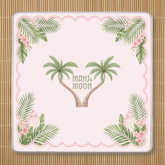 Palm Tree Mahjong Mat | Tropical Pink American Mahjong Playing Mat