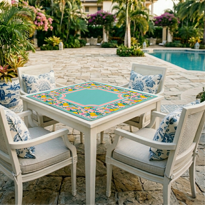Pink Citrus Chinoiserie Mahjong Table Mat