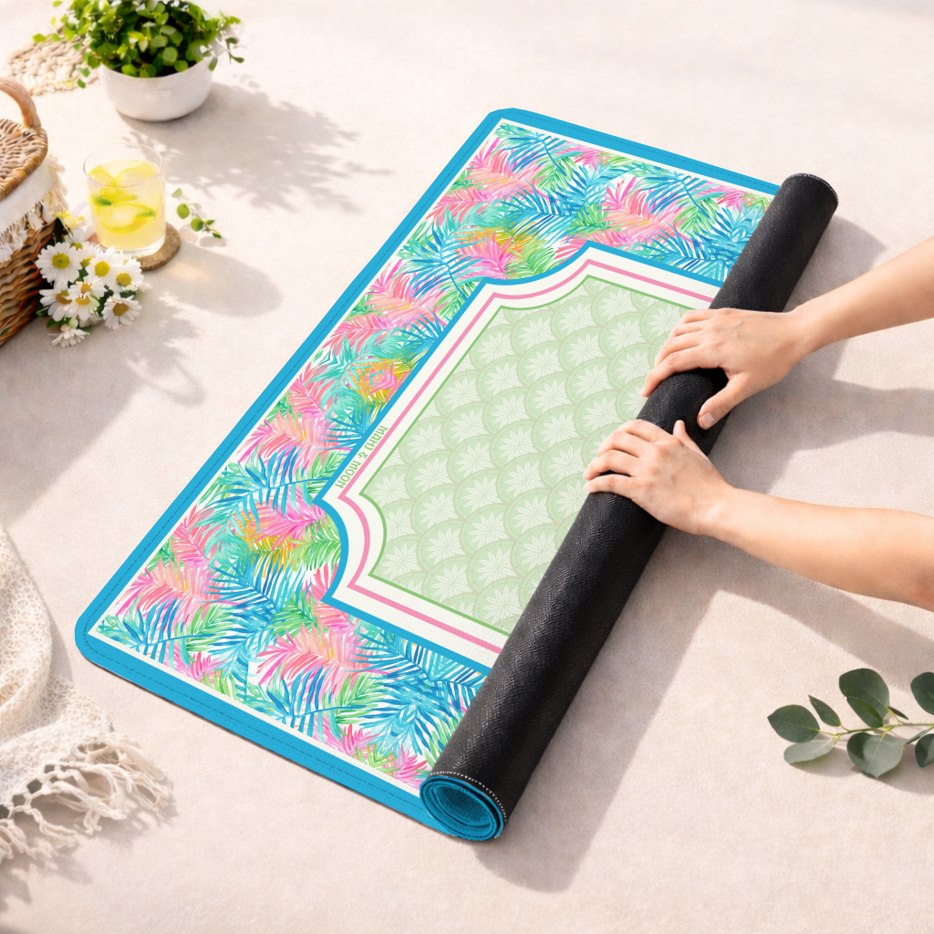 Blue Tropical Palm Mahjong Mat