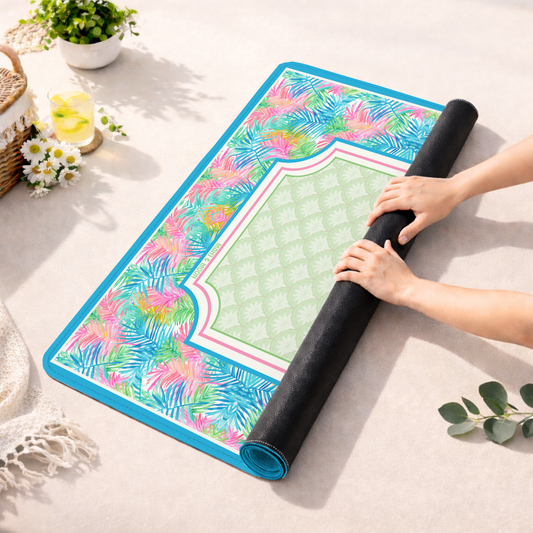 Blue Tropical Palm Mahjong Mat