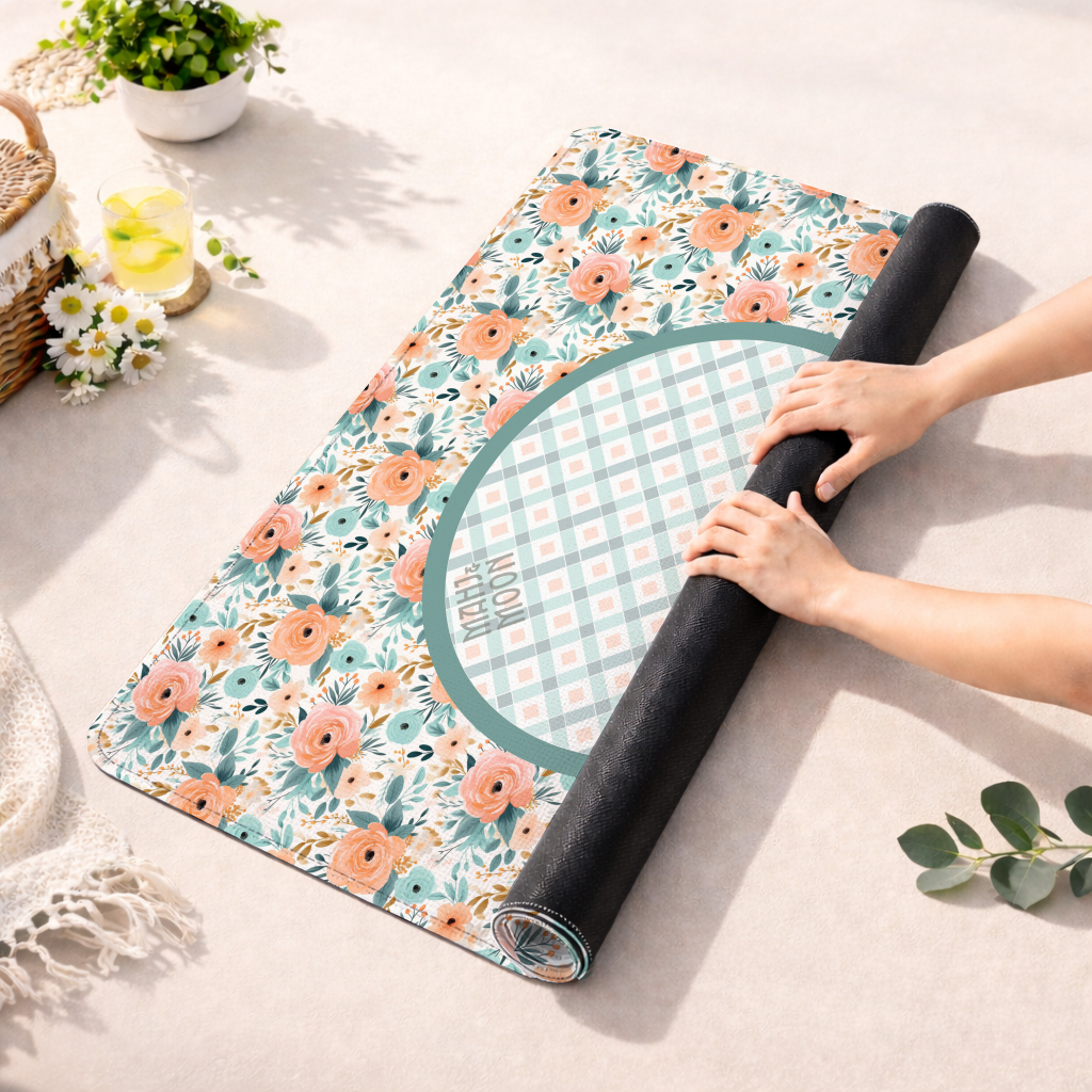 Vintage Floral Gingham Mahjong Mat