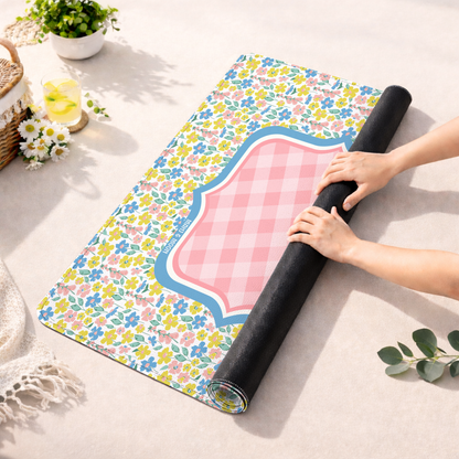 Pastel Wildflower Gingham Mahjong Mat