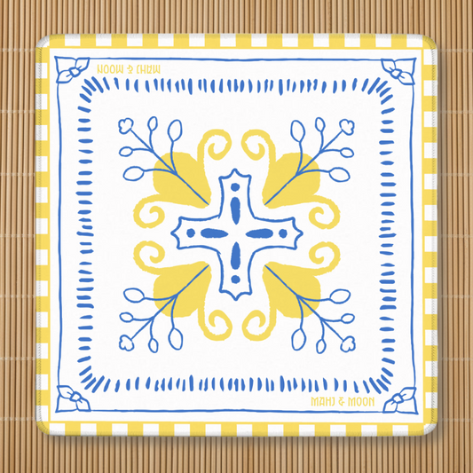 Amalfi Soleil Blue & Yellow Mediterranean Mahjong Table Mat