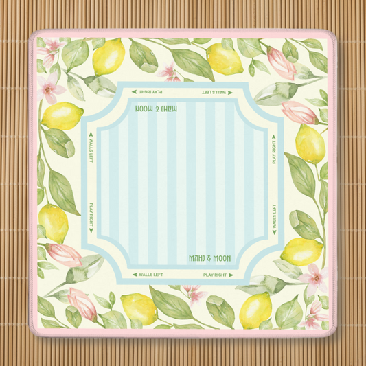 Lemon Blossom Coastal Citrus Mahjong Table Mat