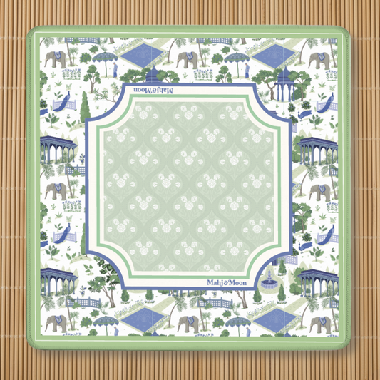 Green Menagerie Toile Mahjong Mat