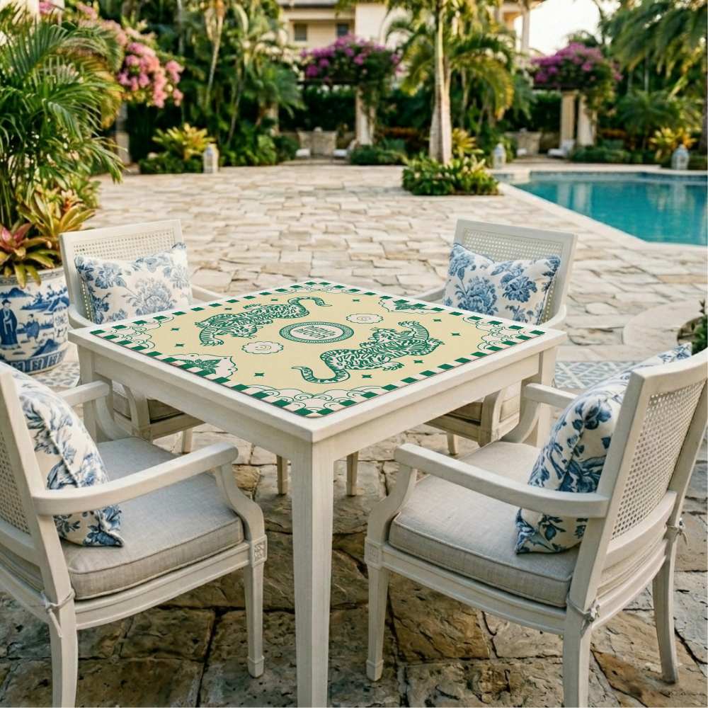 Emerald Tiger Chinoiserie Mahjong Mat