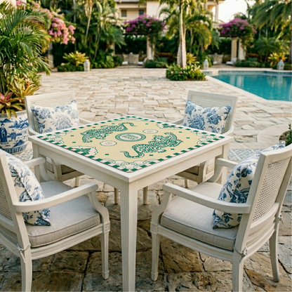 Emerald Tiger Chinoiserie Mahjong Mat