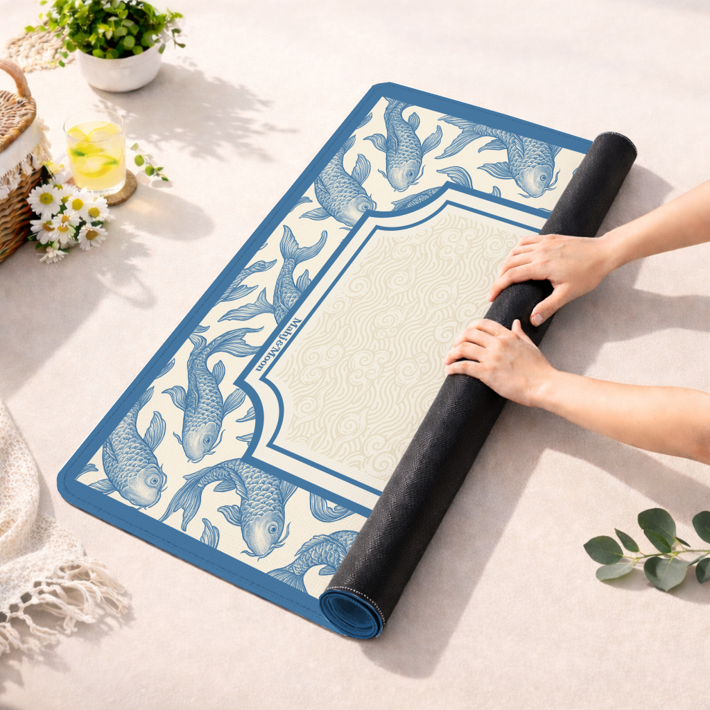 Blue Koi Chinoiserie Mahjong Mat