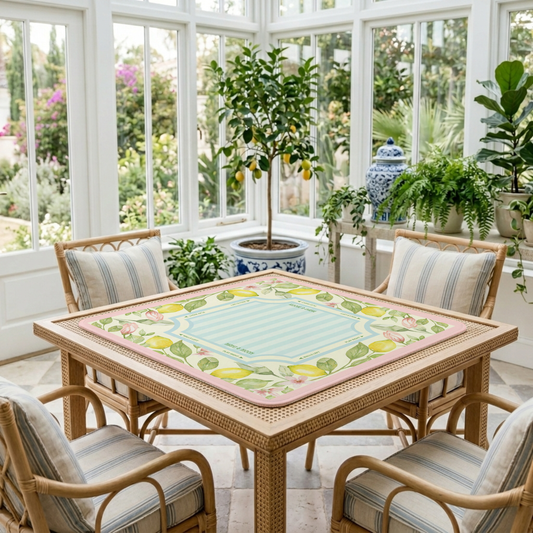 Lemon Blossom Coastal Citrus Mahjong Table Mat
